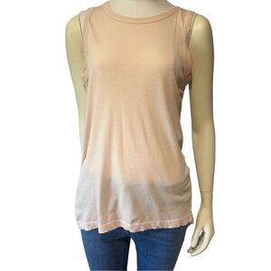 Revolve Current/Elliott Distressed Blush Nude Pink Sleeveless Muscle Tank Top